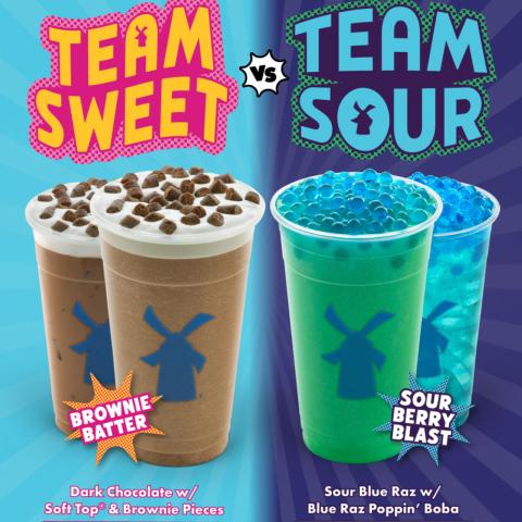 team sweet vs team sour drinks, brownie batter vs sour berry blast